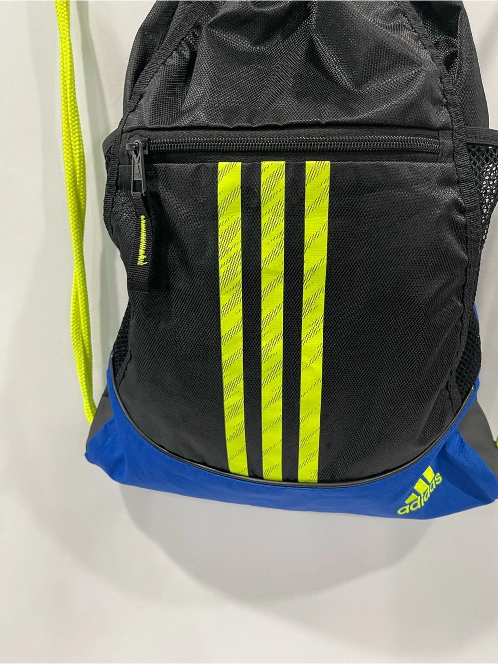 Adidas Neon Yellow & Blue Drawstring Backpack